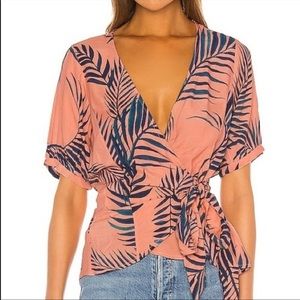 Cleobella Camille Wrap Top Palm Leaf Print Blouse
